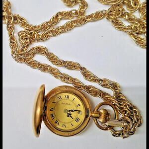 Gorgeous Vintage Bulova Watch Pendant Chain Pocket Gold Works Stunning!!!!